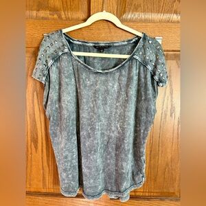 Rock & Republic Studded Washed Black Muscle Tee Womens M